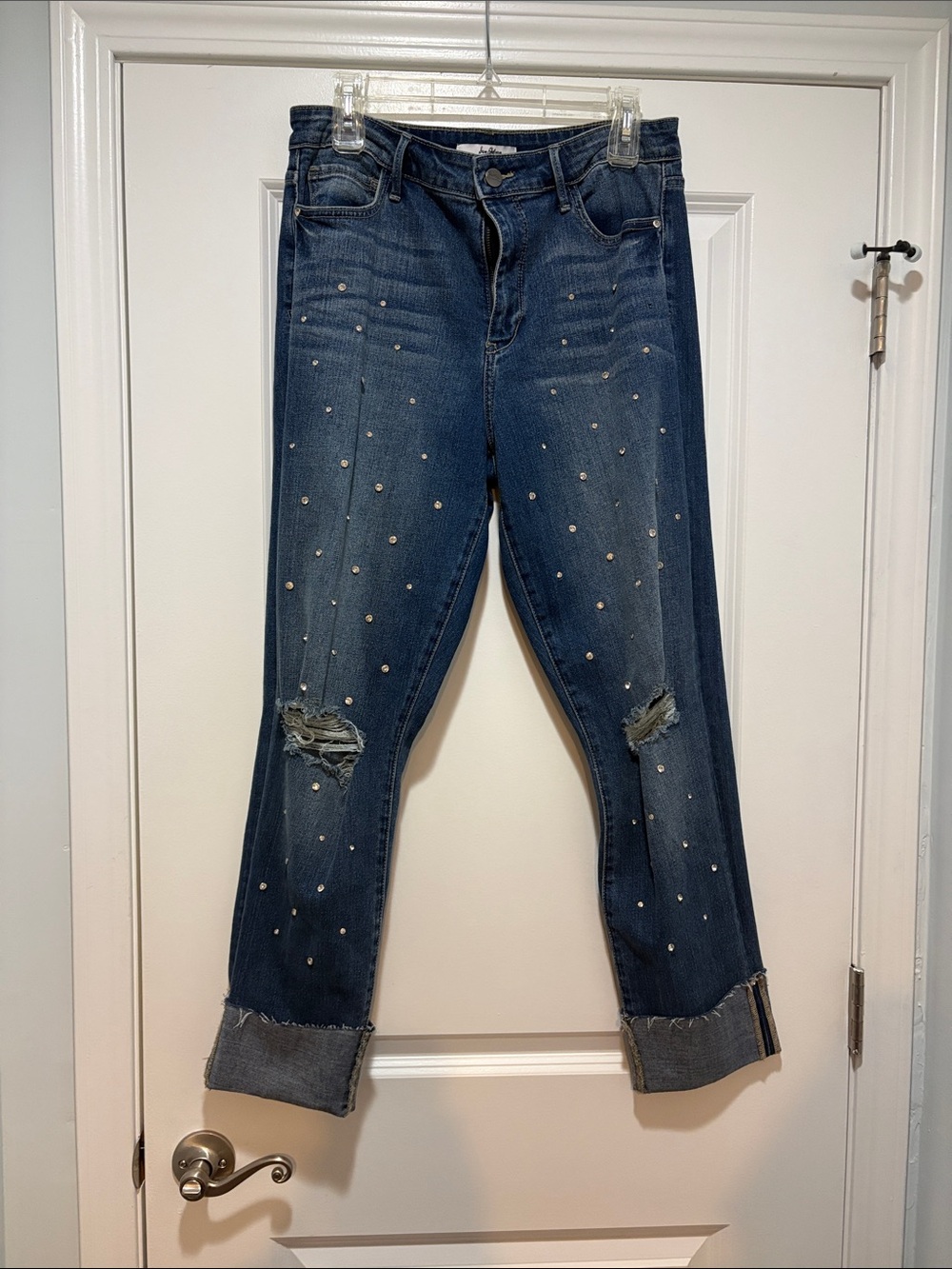 Womens Sam Edelman Dark Blue Studded Distressed Jeans